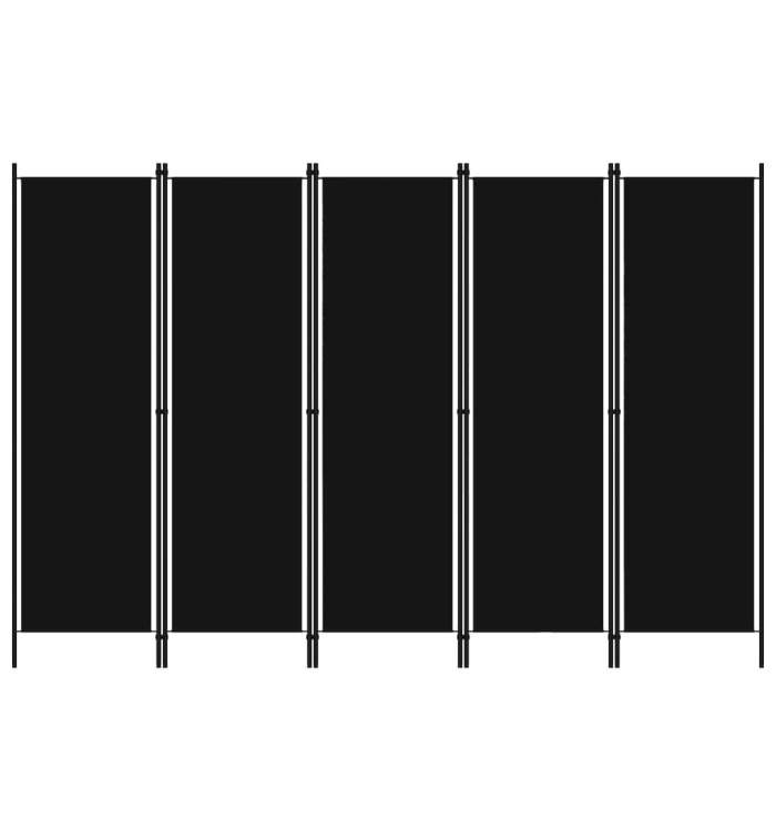 Cloison de séparation 5 panneaux Noir 250x180 cm | Mobilier & Déco