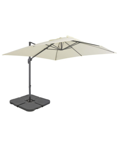 Parasol de jardin avec base portable sable | Mobilier & Déco