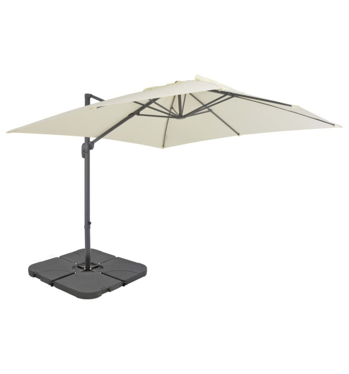 Parasol de jardin avec base portable sable | Mobilier & Déco
