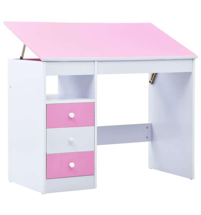 Bureau pour enfants Inclinable Rose et blanc | Mobilier & Déco