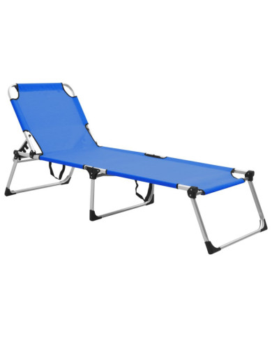 Chaise longue pliable extra haute pour seniors Bleu Aluminium | Mobilier & Déco