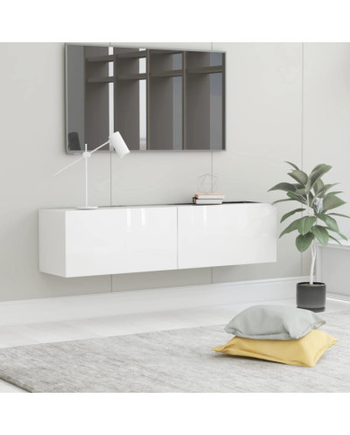 Meuble TV Blanc brillant 120x30x30 cm Bois d’ingénierie | Mobilier & Déco