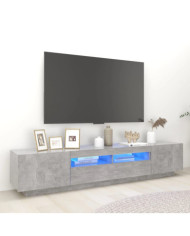 Meuble TV avec lumières LED Gris béton 200x35x40 cm | Mobilier & Déco