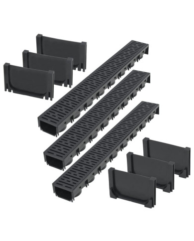 Caniveau de drainage 3 pcs Plastique 3 m | Mobilier & Déco