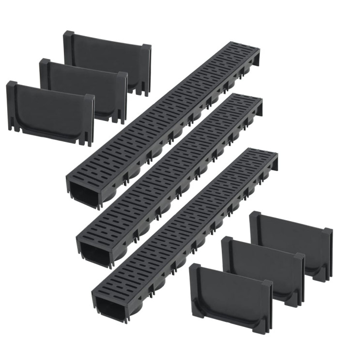 Caniveau de drainage 3 pcs Plastique 3 m | Mobilier & Déco