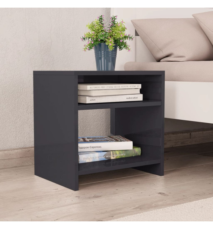 Table de chevet gris brillant 40x30x40 cm bois d'ingénierie | Mobilier & Déco