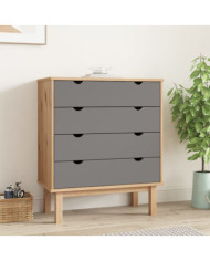Commode OTTA Marron et gris 76,5x39,5x90 cm Bois de pin massif | Mobilier & Déco