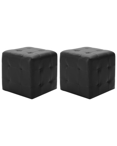 Poufs 2 pcs Noir 30 x 30 x 30 cm Similicuir | Mobilier & Déco