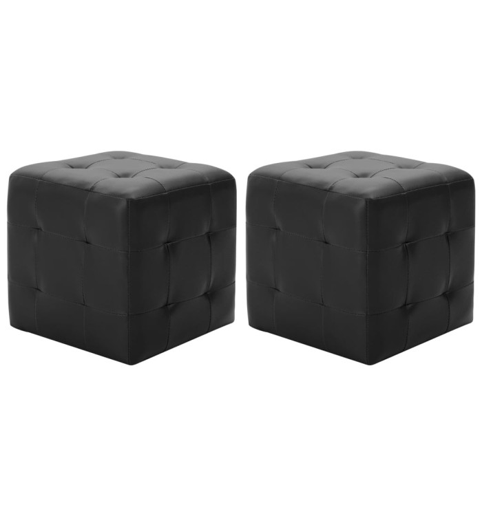 Poufs 2 pcs Noir 30 x 30 x 30 cm Similicuir | Mobilier & Déco