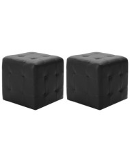 Poufs 2 pcs Noir 30 x 30 x 30 cm Similicuir | Mobilier & Déco