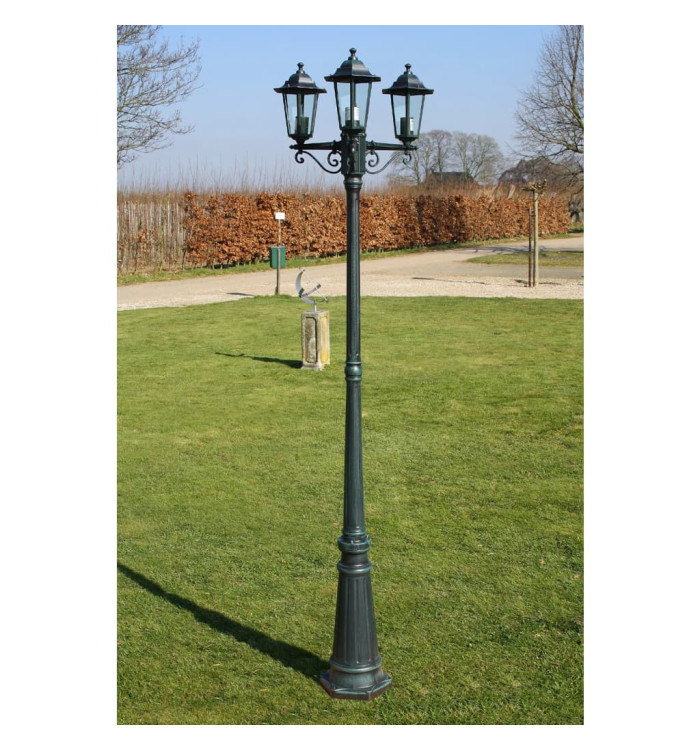 Lampadaire de jardin 3 bras 215 cm Vert foncé/Noir Aluminium | Mobilier & Déco