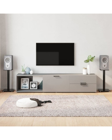 Supports de haut-parleurs 2 pcs noir verre trempé 1 pilier | Mobilier & Déco