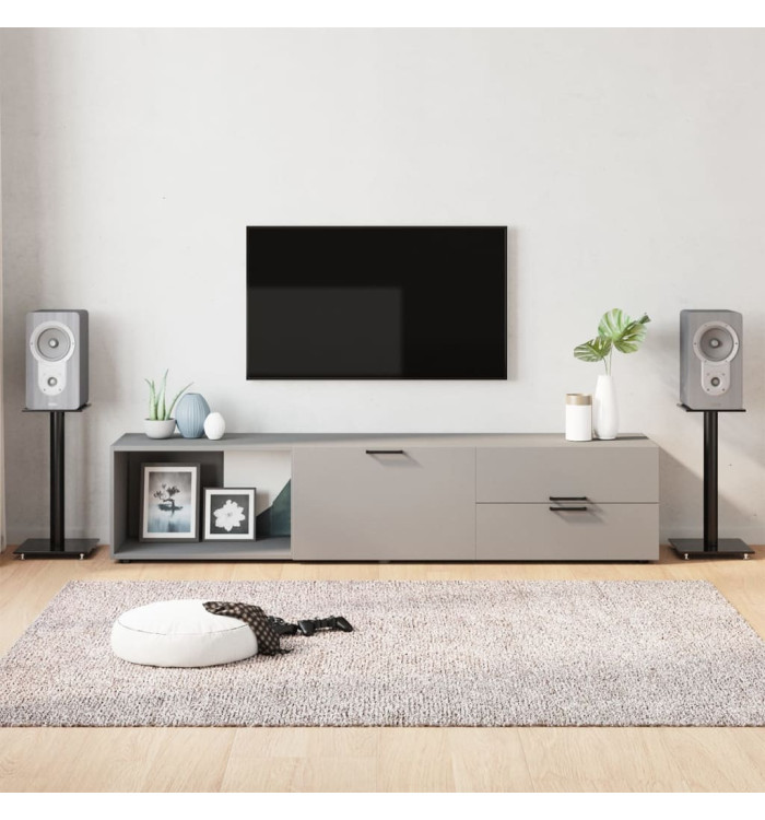 Supports de haut-parleurs 2 pcs noir verre trempé 1 pilier | Mobilier & Déco