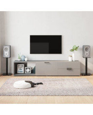Supports de haut-parleurs 2 pcs noir verre trempé 1 pilier | Mobilier & Déco