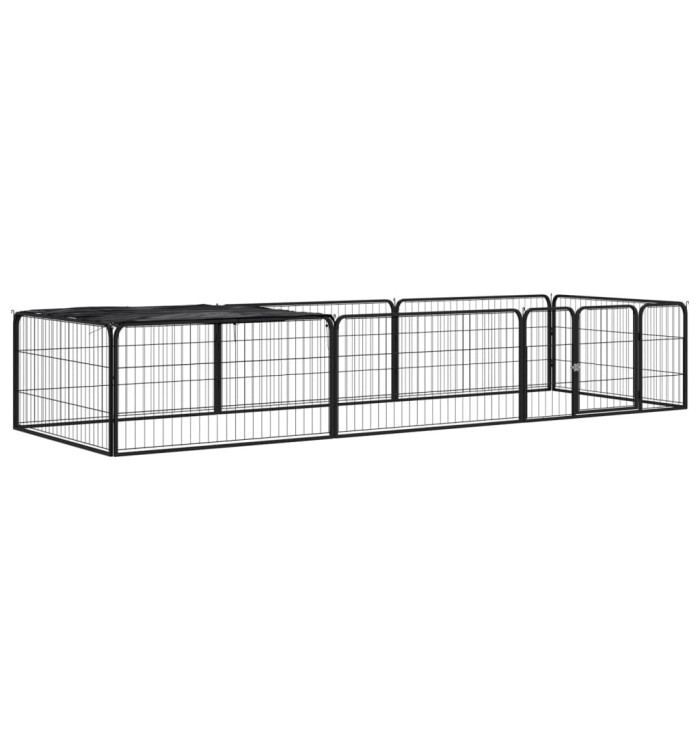 Parc pour chien 8 panneaux Noir 100x50cm Acier enduit de poudre | Mobilier & Déco
