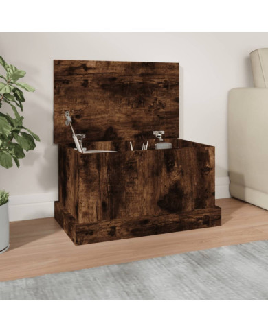 Boîte de rangement chêne fumé 50x30x28 cm bois d'ingénierie | Mobilier & Déco