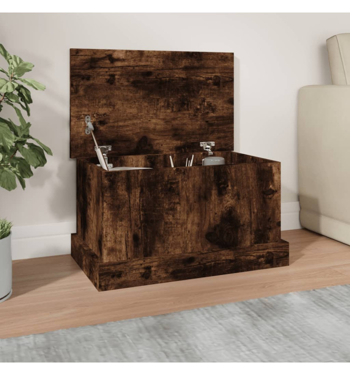 Boîte de rangement chêne fumé 50x30x28 cm bois d'ingénierie | Mobilier & Déco