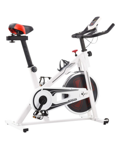 Vélo d'appartement avec capteurs de pouls Blanc et rouge | Mobilier & Déco