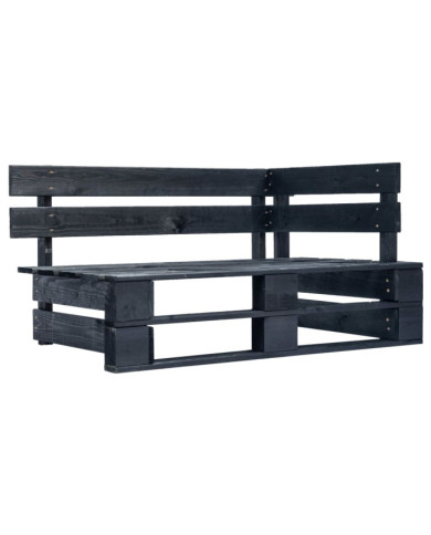 Banc d'angle palette de jardin bois noir | Mobilier & Déco