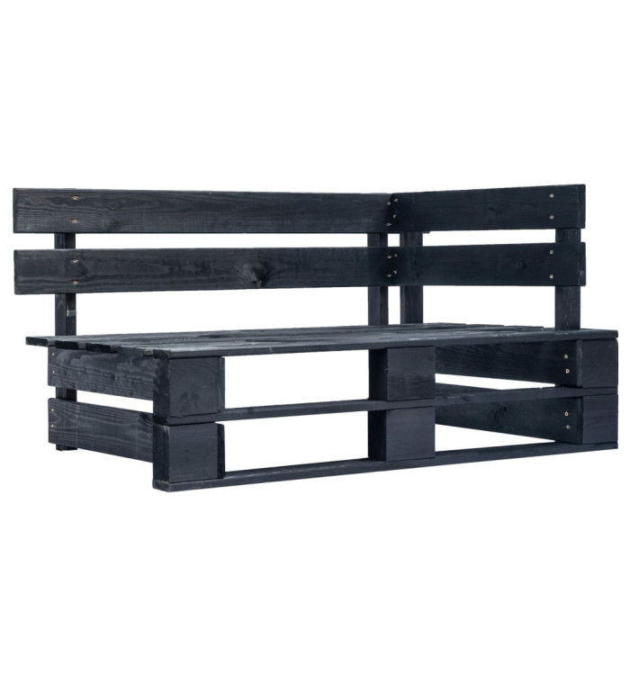 Banc d'angle palette de jardin bois noir | Mobilier & Déco