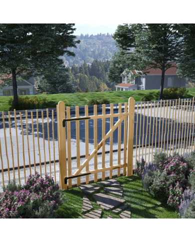 Portillon simple de clôture Bois de noisetier 100x120 cm | Mobilier & Déco