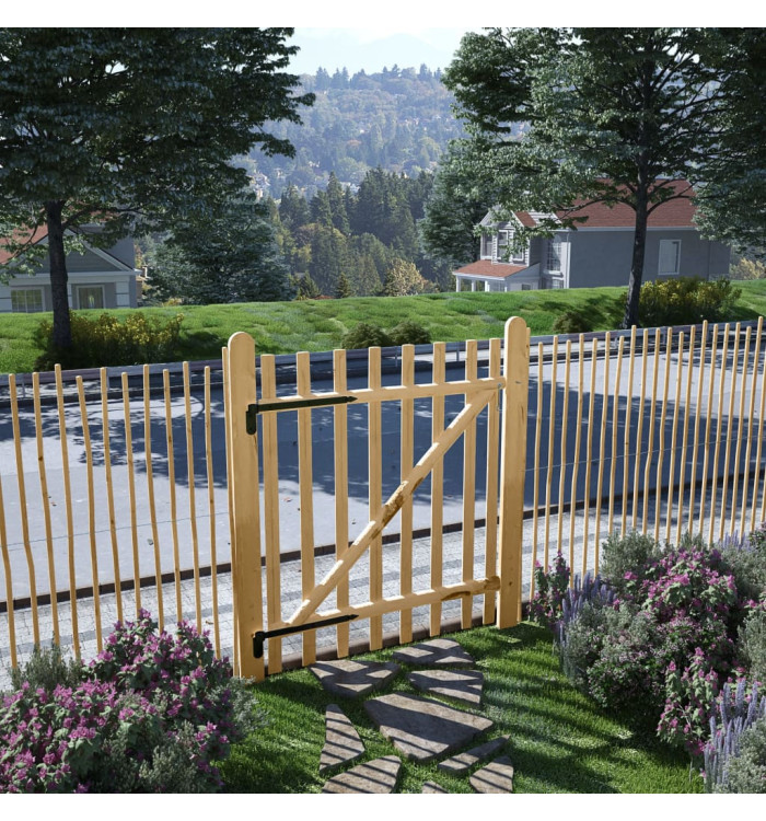 Portillon simple de clôture Bois de noisetier 100x120 cm | Mobilier & Déco