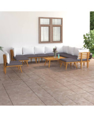 Salon de jardin 12 pcs avec coussins Bois d'acacia solide | Mobilier & Déco