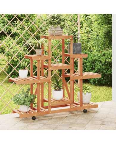 Support à fleurs avec roues 110x25x101 cm bois massif de sapin | Mobilier & Déco