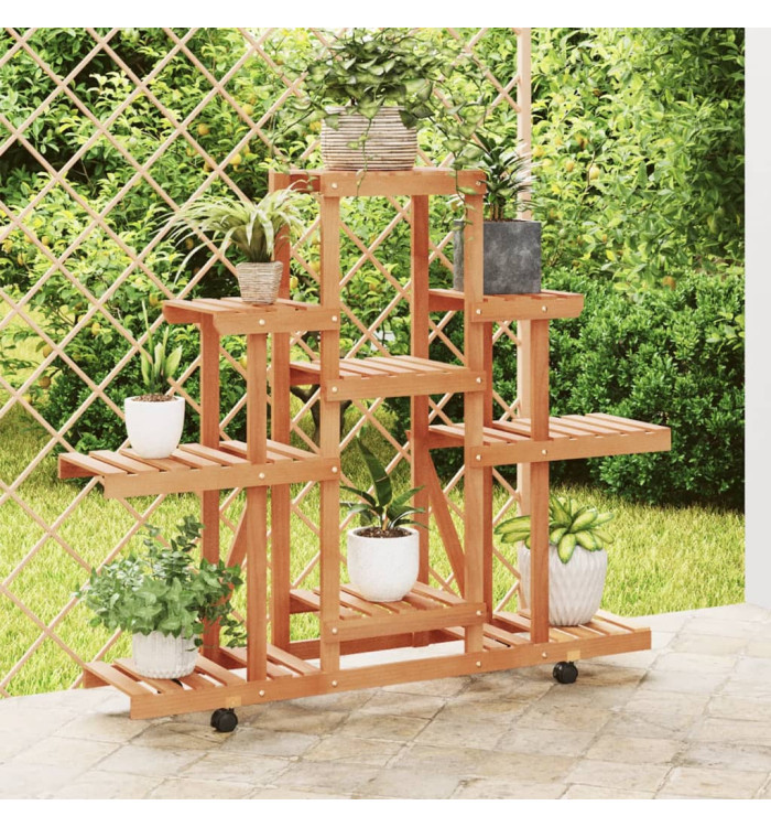 Support à fleurs avec roues 110x25x101 cm bois massif de sapin | Mobilier & Déco