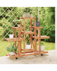 Support à fleurs avec roues 110x25x101 cm bois massif de sapin | Mobilier & Déco