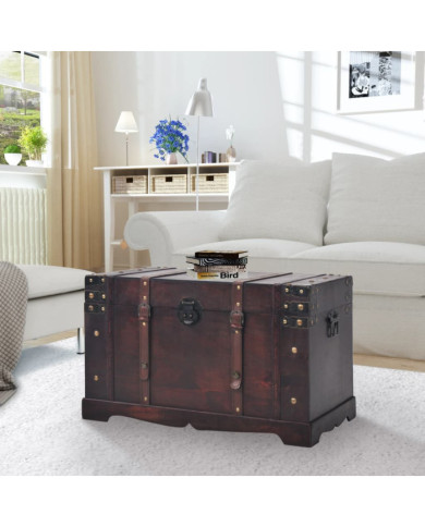 Coffre vintage de rangement bois 66 x 38 x 40 cm | Mobilier & Déco
