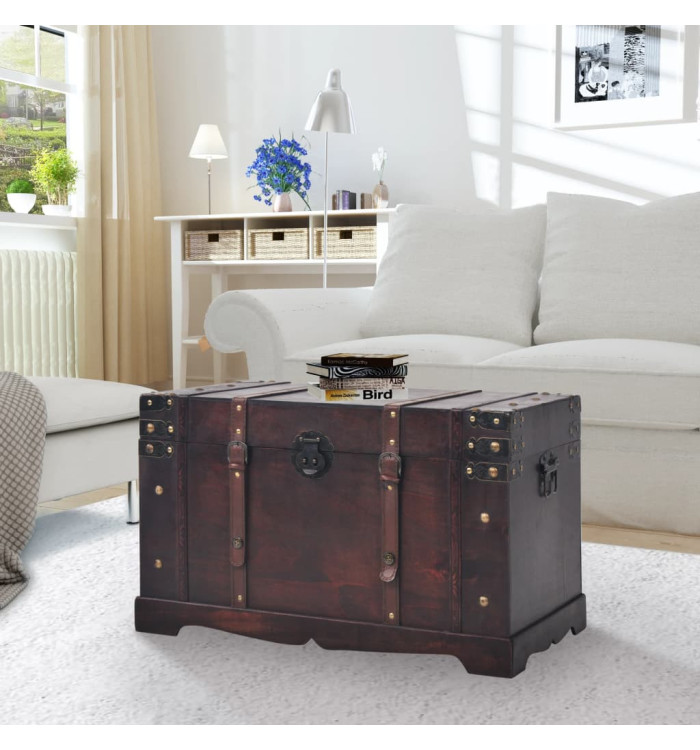 Coffre vintage de rangement bois 66 x 38 x 40 cm | Mobilier & Déco