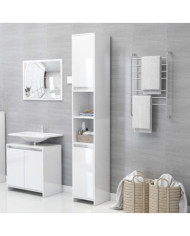 Armoire de salle de bain Blanc brillant Bois d'ingénierie | Mobilier & Déco