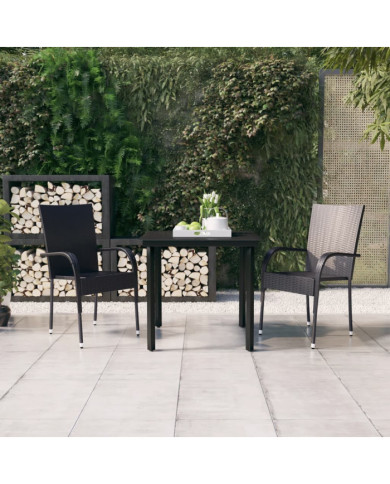 Ensemble à manger de jardin 3 pcs Noir | Mobilier & Déco