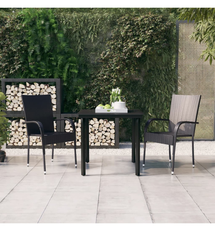 Ensemble à manger de jardin 3 pcs Noir | Mobilier & Déco