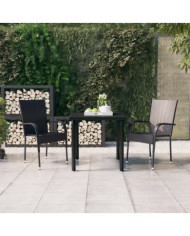 Ensemble à manger de jardin 3 pcs Noir | Mobilier & Déco