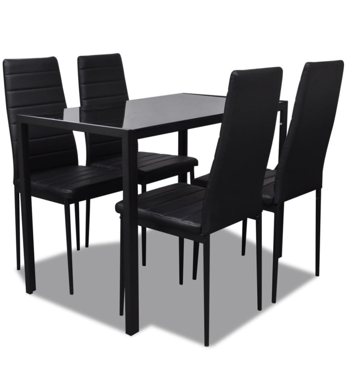 Ensemble de salle à manger 5 pcs Cuir synthétique Noir | Mobilier & Déco