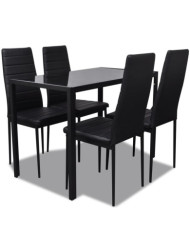 Ensemble de salle à manger 5 pcs Cuir synthétique Noir | Mobilier & Déco