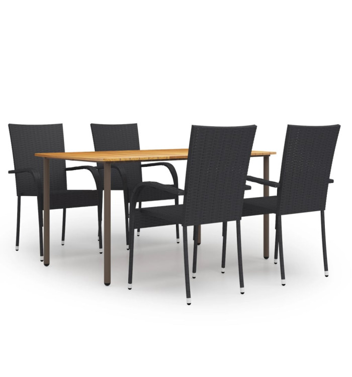 Ensemble à manger de jardin 5 pcs Résine tressée Noir | Mobilier & Déco