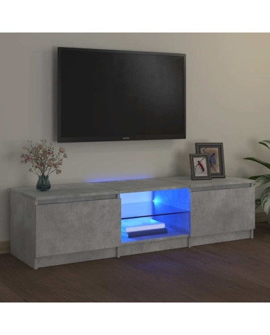 Meuble TV avec lumières LED gris béton 140x40x35,5 cm | Mobilier & Déco