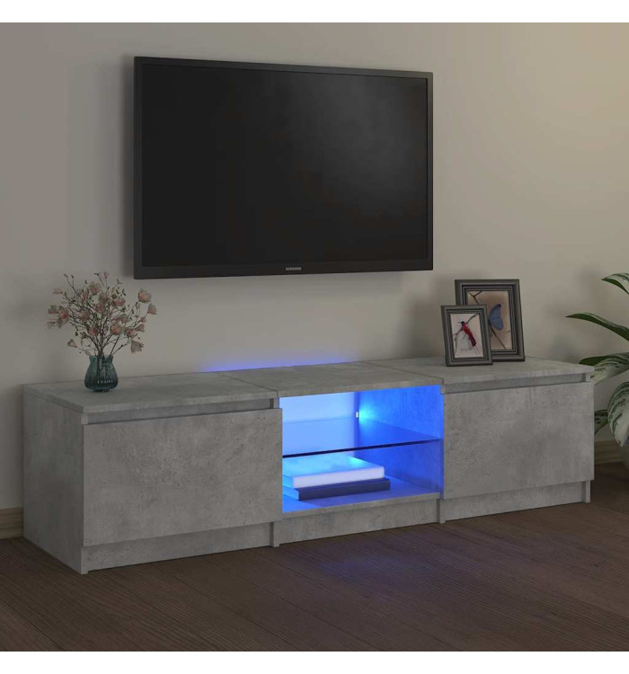 Meuble TV avec lumières LED gris béton 140x40x35,5 cm | Mobilier & Déco