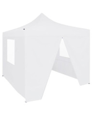 Tente de réception pliable avec 4 parois 3x3 m Acier Blanc | Mobilier & Déco
