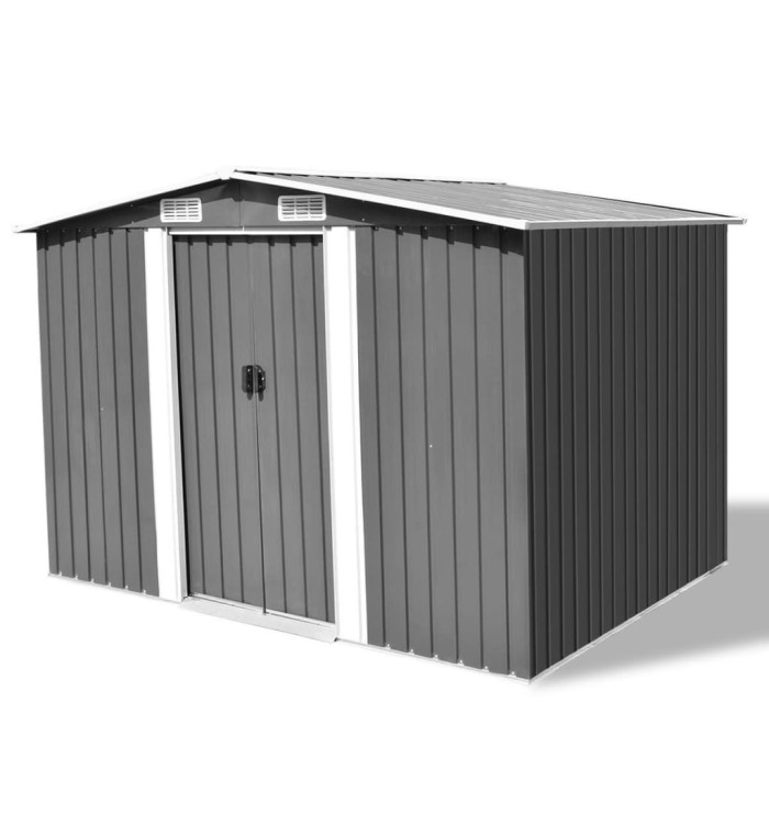 Abri de stockage pour jardin métal gris 257x205x178 cm | Mobilier & Déco