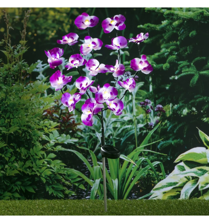 HI Lampe solaire à LED de jardin en forme d'orchidée 75 cm | Mobilier & Déco