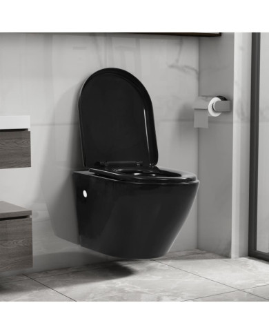 Toilette suspendue au mur sans rebord Céramique Noir | Mobilier & Déco