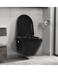 Toilette suspendue au mur sans rebord Céramique Noir | Mobilier & Déco