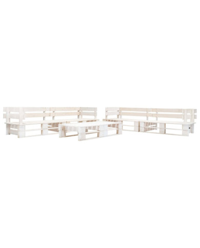 Salon de jardin palette 6 pcs Bois Blanc | Mobilier & Déco