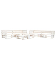 Salon de jardin palette 6 pcs Bois Blanc | Mobilier & Déco
