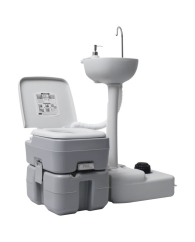 Toilette portable de camping et support à laver les mains Gris | Mobilier & Déco
