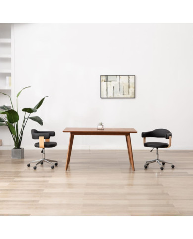 Chaise pivotante à manger Noir Bois courbé et similicuir | Mobilier & Déco